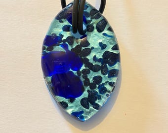 Colgante vintage de hoja de plata de cristal de Murano – Joyería italiana, 2004, nuevo, antiguo stock