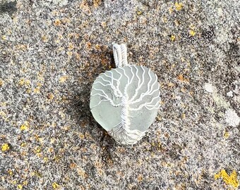 Scottish dark grey sea glass pendant - Handmade in Scotland