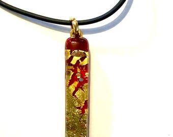Colgante vintage de pan de oro de Murano – Joyería de cristal italiano, collar de 45 cm