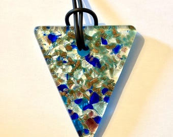 Colgante vintage de hoja de plata de cristal de Murano (nuevo y antiguo)