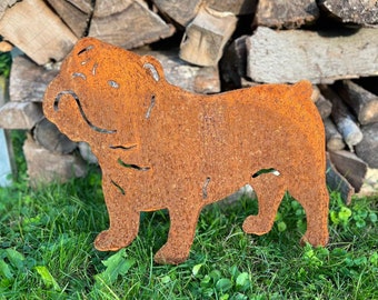 Bouledogue anglais, décoration jardin, décoration acier corten, acier corten, corten steel