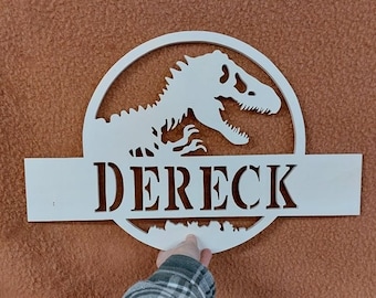 Personalisierte Jurassic Park-Holztafel, handgefertigt, personalisierter hölzerner Vorname, Jurassic Park, Jurassic Park-Dekoration