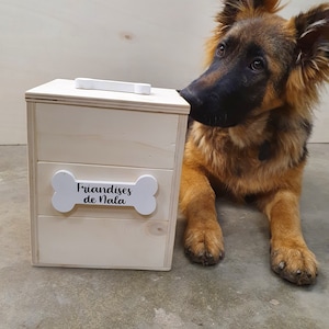 Boîte a friandises personnalisée pour votre chien ou chat, boîte a bonbon en bois, boîte à friandes pour chien, boîte de nourriture