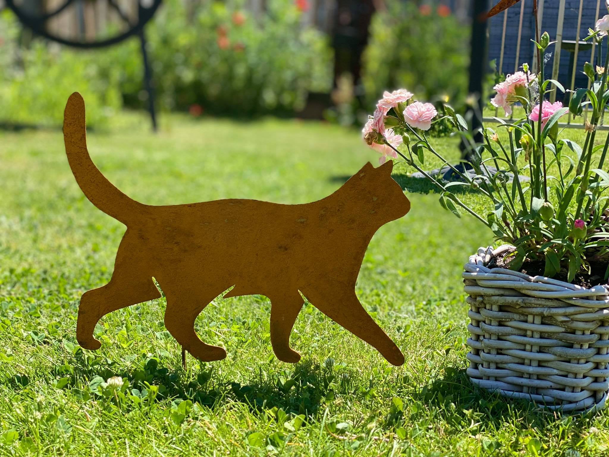 Rusty Steel Cat, Garden Decoration, Outdoor Decoration, Steel Feline, Cat, Cat Decoration Etsy UK