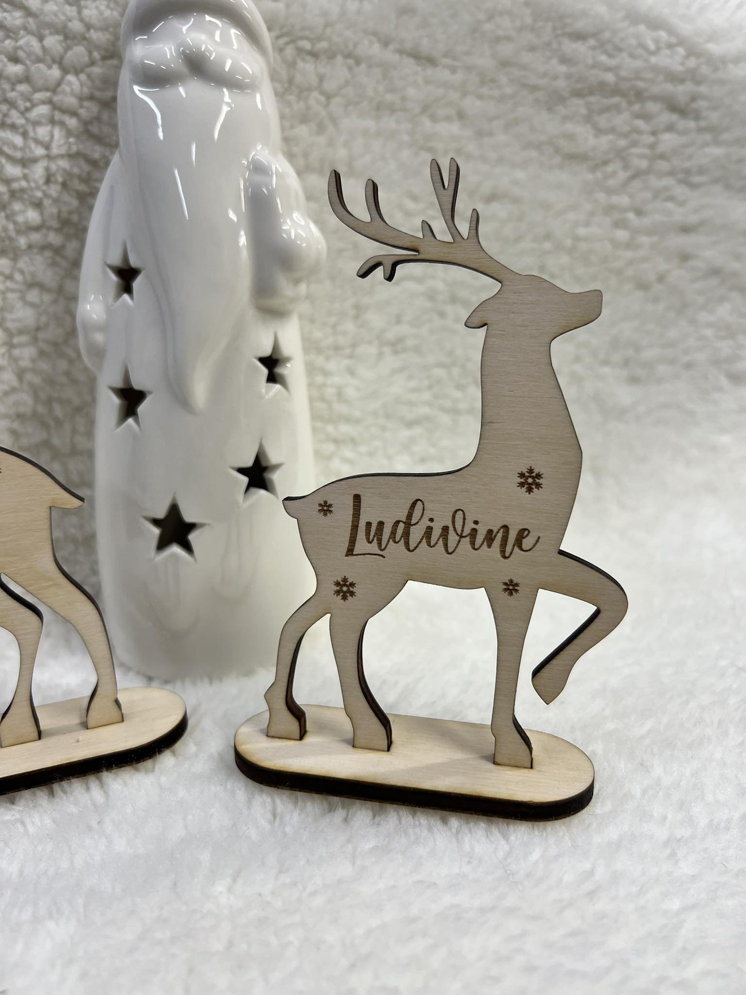 SHATCHI Centre de Table de Noël en Forme de Renne de 34 cm - Décoration de fenêtre