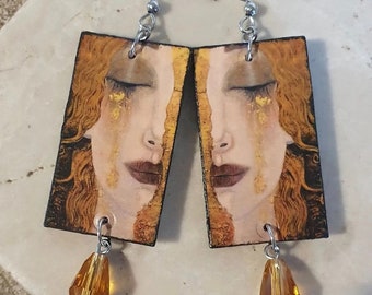 Boucles d'oreilles pendantes "Freyja's Tears" de Gustav Klimt