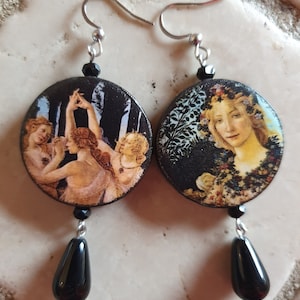 "Primavera" wooden pendant earrings by Sandro Botticelli