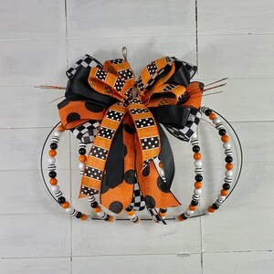 Halloween Pumpkin Beaded Door Hanger, Farmhouse 3D fall wall art decor, beaded Halloween door hanger, pumpkin door hanger, door hanger with