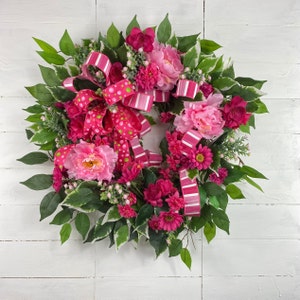 Spring and summer wreaths for front door,  pink peony wreath, floral home decor, wreaths for front door, Garden and patio decoration