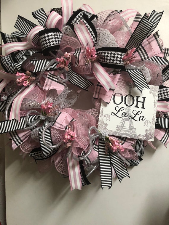 Black And Pink Wreath Spring Wreath Front Door Wreath Year Round Wreath Everyday Wreath Spring Door Decor Spring Porch Decor