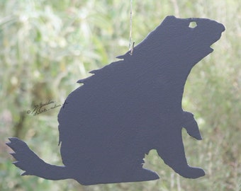 Groundhog decoration in black steel 2 mm, original handmade creation.