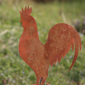 Rooster decor, handmade rusty steel poultry
