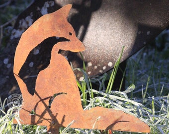Silhouette renard roux  en acier rouillé corten fait main 25,5cm x 30cm x 1,5mm .