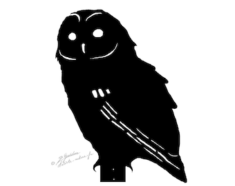 Silhouette birds Owl Hulotte in black steel or rusty corten handmade 1.5mm.