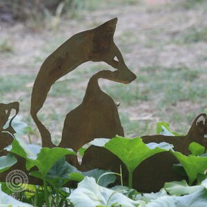Fox family in rusty corten steel 1.5mm handmade.