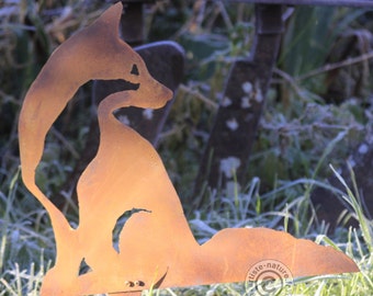 Silhouette renard roux  en acier rouillé corten fait main 36cm x 41cm x 1,5mm .