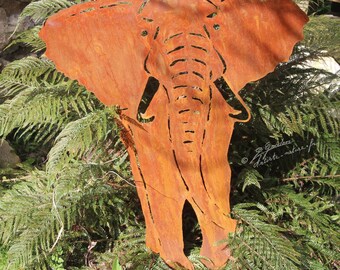 Elephant silhouette in rusty steel corten handmade 80cm x 68cm x 1.5mm.
