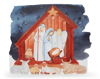 Presepe a puzzle in legno stampato