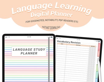Language Learning Planner Digital, Language Study Planner, Language Learning Notebook, Language Notebook, Language Study, Language Journal