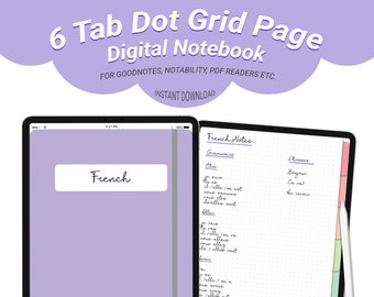 Digital Notebook With Tabs (Dot Grid Pages), Digital Bujo, Digital Notebook With Hyperlinks, Dot Grid Notebook, Goodnotes Notebook