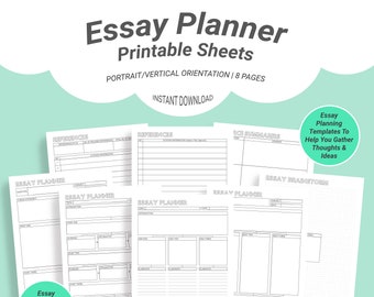 Essay Planner Printable Pack + Reference/Bibliography Planning + Source Summaries | High School, College, University Student Template