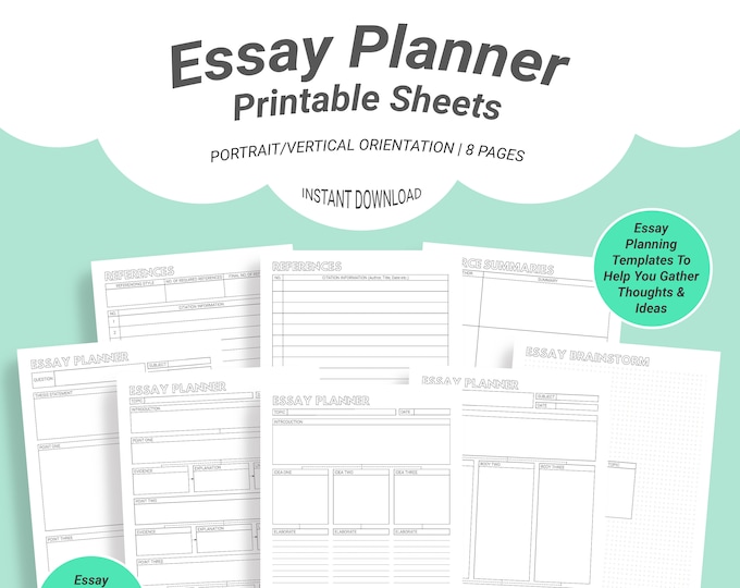 Essay Planner Printable Pack Reference/bibliography Planning - Etsy