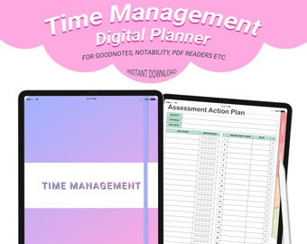 Student Time Management Productivity Digital Planner | Study Planning | Digi iPad Tablet Goodnotes Notability PDF Hyperlinked Workbook
