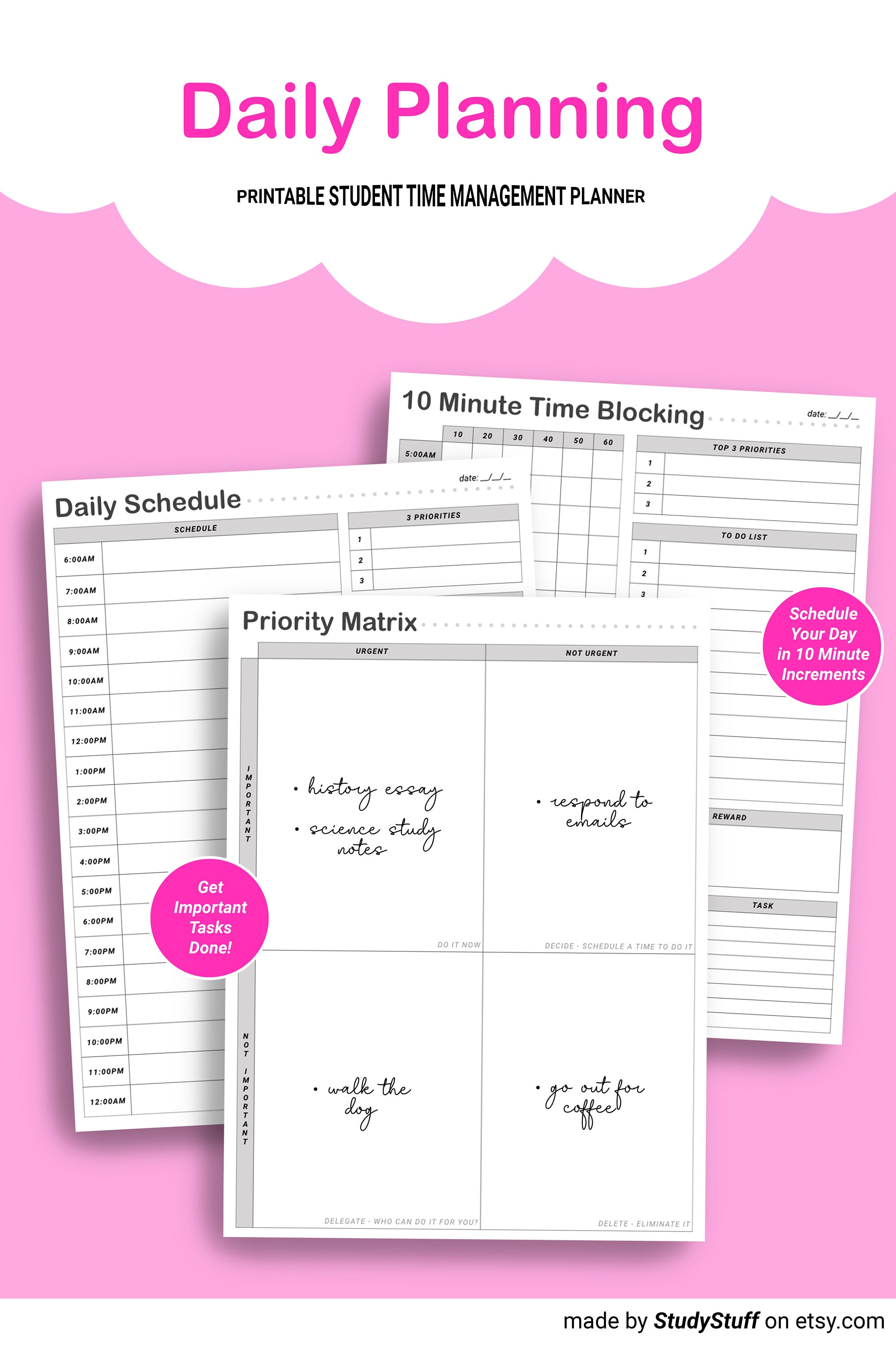 Student Time Management Printable Planner | Study Planning | Time ...