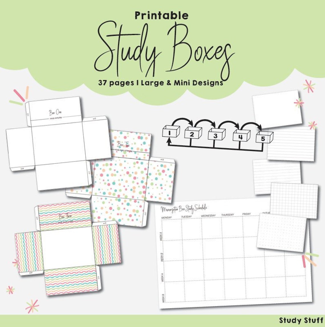 Study Boxes  Spaced Repetition Learning with Printable Index image 0