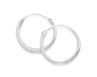 925 Sterling Silver 1mm x 12mm Endless Hoop Earrings - Sold in pairs