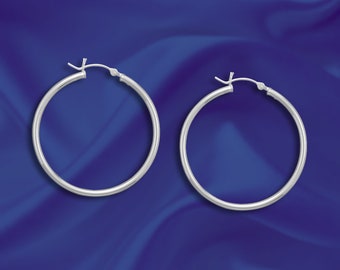 Orecchini a cerchio senza fine in argento sterling 925 da 1 mm x 16 mm - Venduti in coppia - Italia
