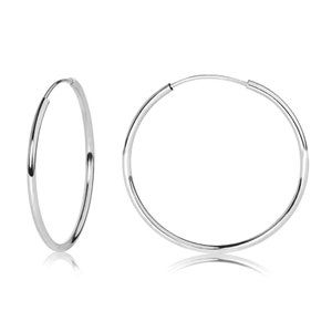 Pair of 925 Sterling Silver 16mm x 1mm Endless Hoop Earrings Pair of 925 Sterling Silver 16mm x 1mm Endless Hoop Earrings