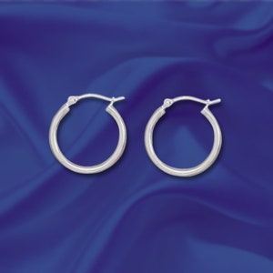 Hoop Earrings Sterling Silver 2mm x 15mm - 925 Silver Hoop Earrings with Click - Sold in pairs - Perfect Gift for her - Bridesmaids Gifts
