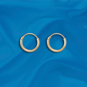 14/20 Gold Filled 1mm x 12mm Endless Hoop Earrings - Sold in pairs