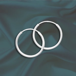 925 Sterling Silver 1mm x 18mm Endless Hoop Earrings - Sold in pairs