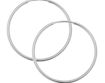 thumbnail interactive-video image 1 of 6 Size Real 925 Sterling Silver Round Circles Small Endless Hoops 1 of 1