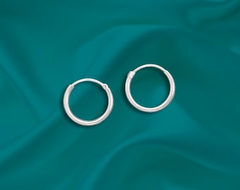 925 Sterling Silver 1mm x 10mm Endless Hoop Earrings - Sold in pairs