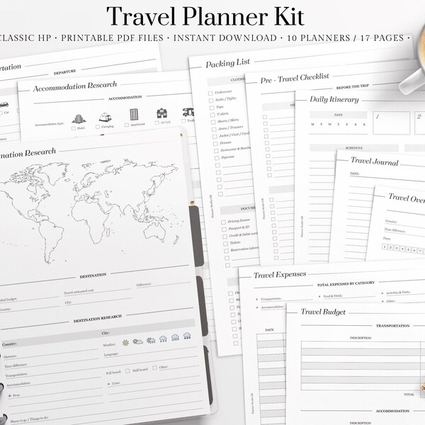 Travel Planner Kit, Vacation Planner, Holidays, Trip Planner | Classic HP | Printable