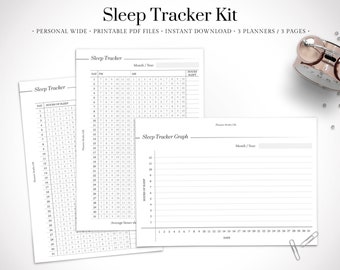 Kit de seguimiento del sueño, seguimiento del sueño, diario del sueño, registro del sueño / personal amplio / imprimible