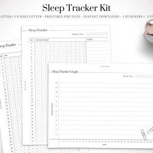 Sleep Tracker Kit, Sleeping Tracker, Sleep Journal, Sleep Log | US Letter - US Half Letter | Printable