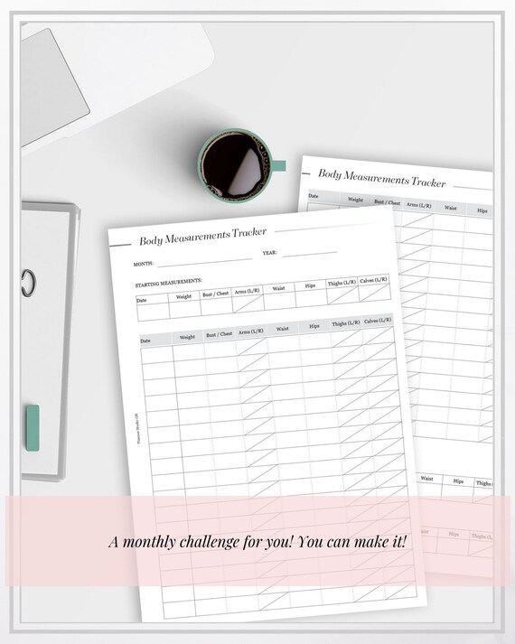 Body Measurements Tracker Monthly Tracker Fitness Planner Wellbeing Classic Hp Size Printable