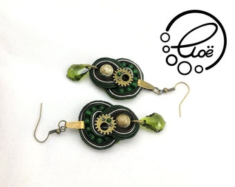 Sage Soutache Handmade Earrings