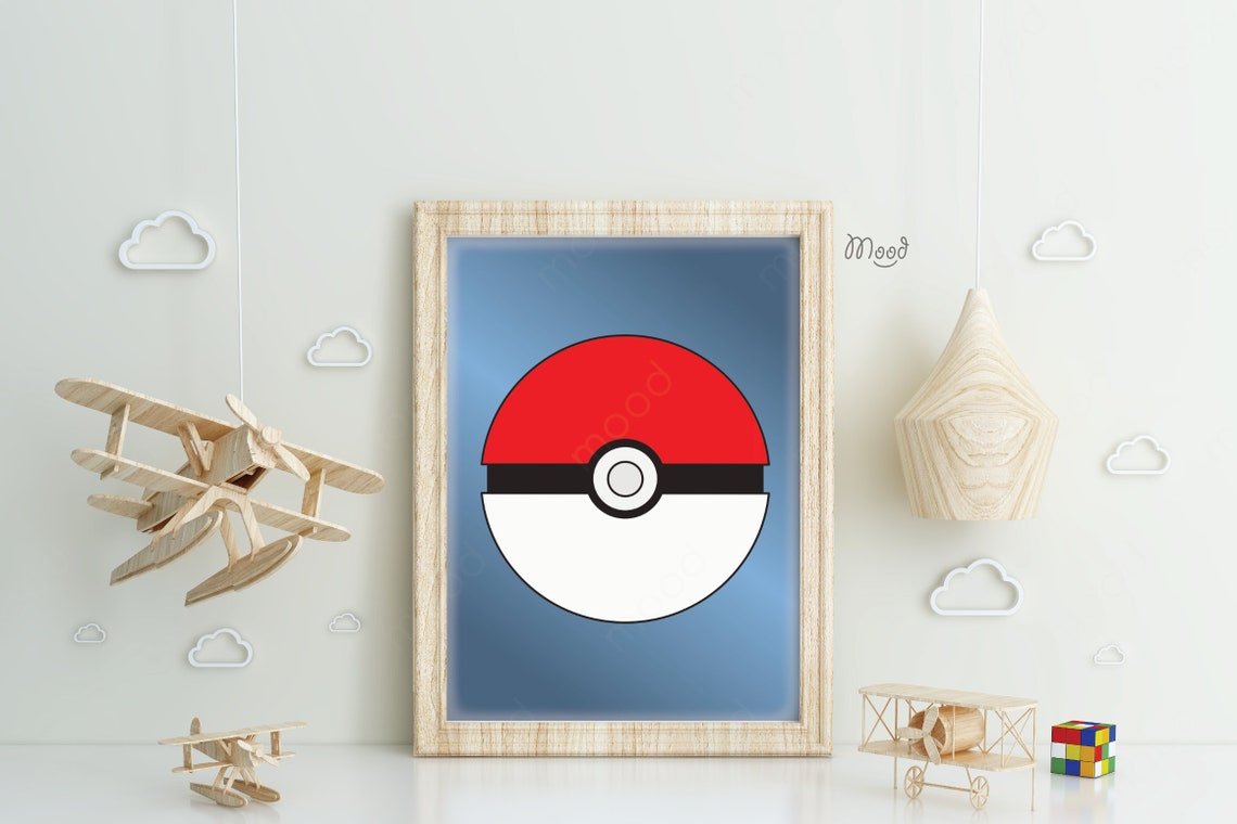 Pokeball Poster Pokemon Poster Metallic blau druckbare Etsy