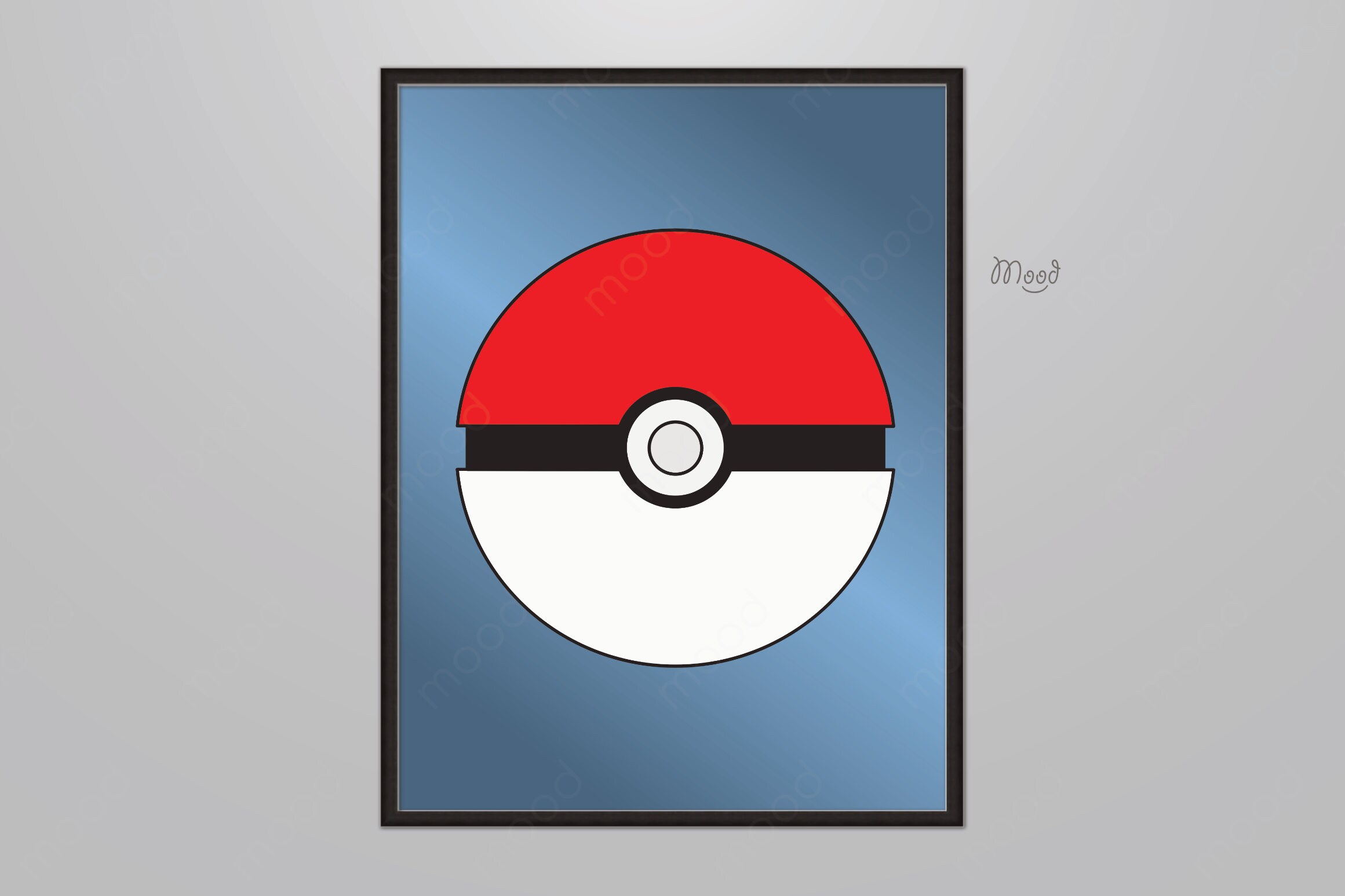 Pokeball Poster Pokemon Poster Metallic blau druckbare Etsy