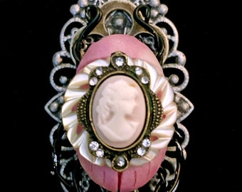 Chantilly AuPair, Victorian Pearl Button Scarab Pendant
