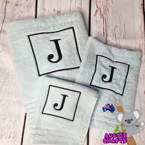 Square Monogram New Personalised Towels Luxury Facecloths Hand & Bath Towels 