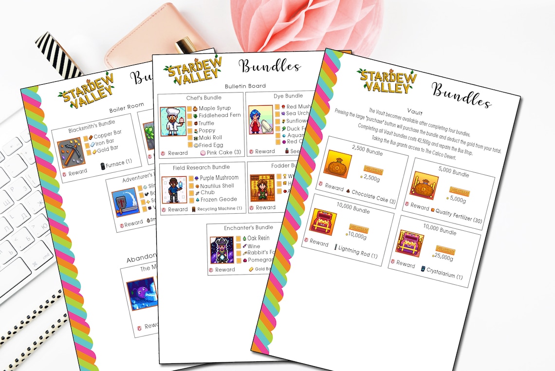 Stardew Valley Printable Bundles Guide Stardew Valley - Etsy UK