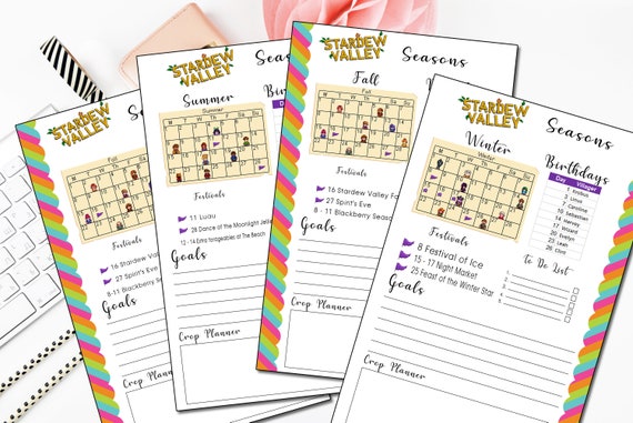 Stardew Valley Printable Seasons Guide Stardew Valley | Etsy