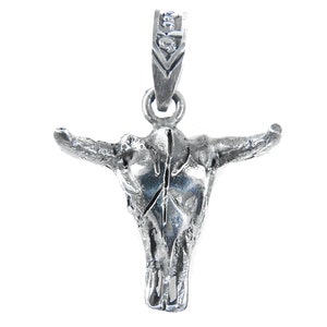 Bull Skull Pendant Sterling Silver