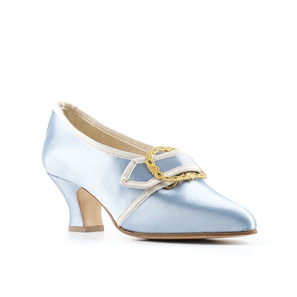 18th Century Historical Woman Shoes in Light-blue Satin Style - Etsy